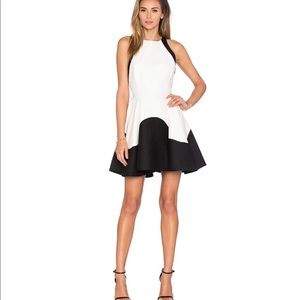 Halston Heritage High Neck Dress -Eggshell & Black